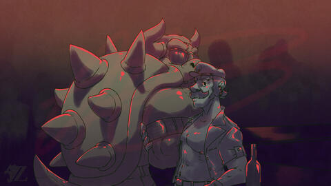 (Fanart; Sketch) Luigi and Bowser at the Bar (Fanart; Sketch) Luigi and Bowser at the Bar