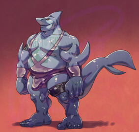 (Fanart) King Shark is a Shark (in a Singlet)