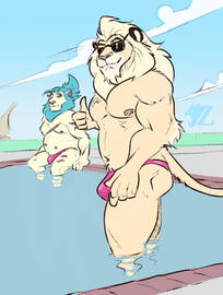 Estefan and Zeiros at the Pool (AngeloFalls; Bluesky)