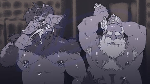 (Sketch) Krampus and Santa Waking Up