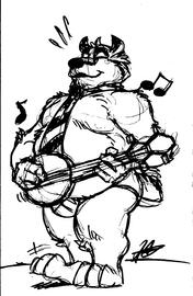 (Sketch) Boozy on the Banjo (@BoozyBadger@meow.social; Mastodon)